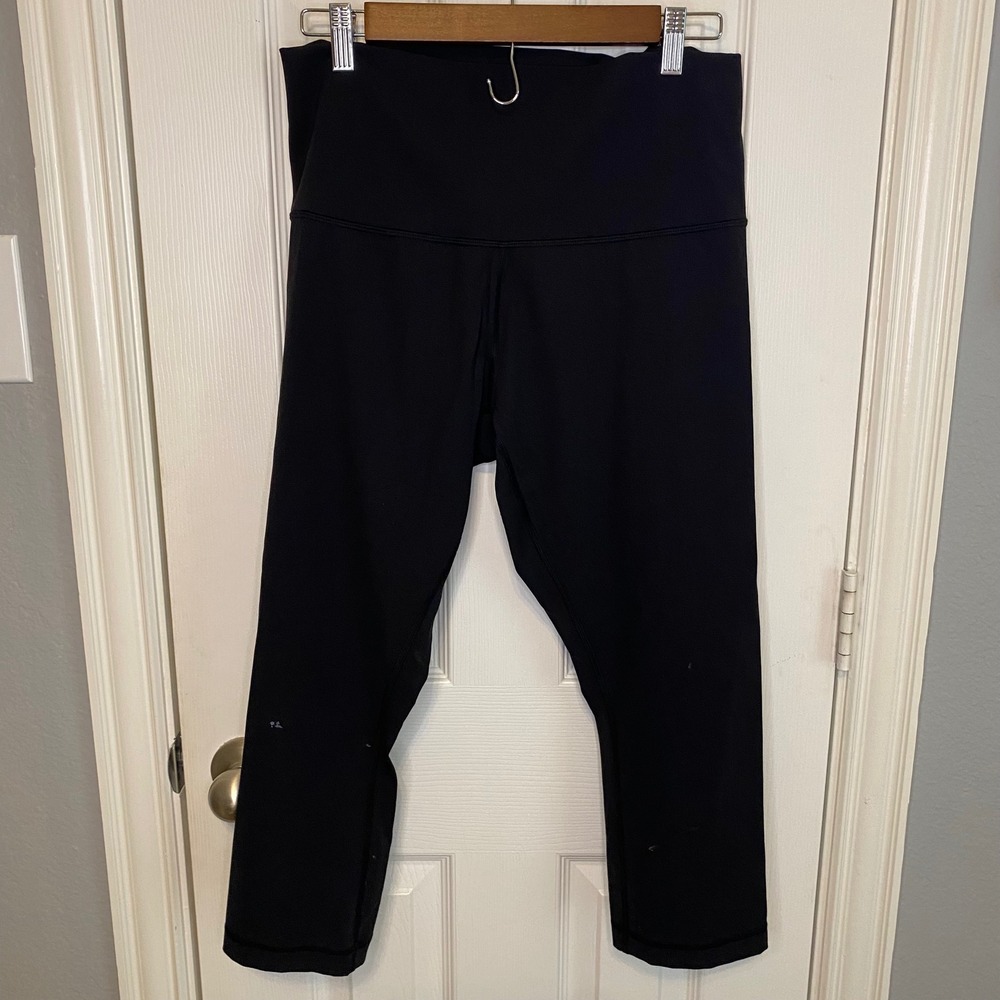 lululemon Women's Black Align Crop Foldover Waist Leggings Size 10 Nulu